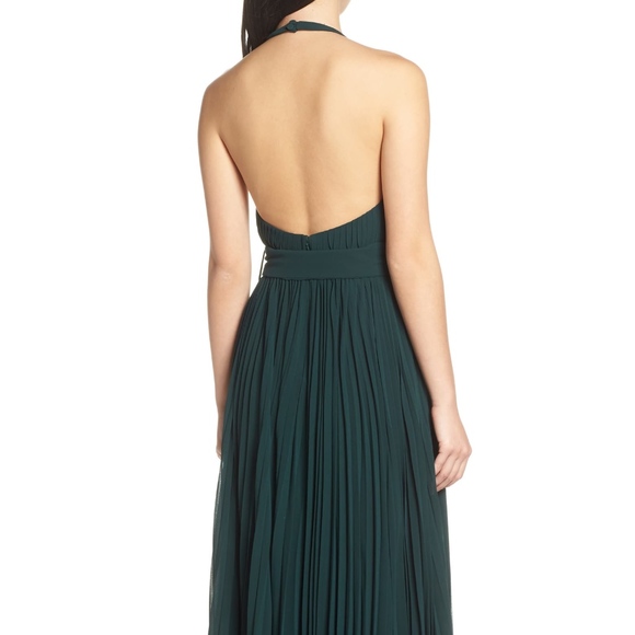 NEW Fame & Partners FOREST GREEN The Felice HALTER Pleated BELT Evening GOWN 10 - Picture 6 of 16